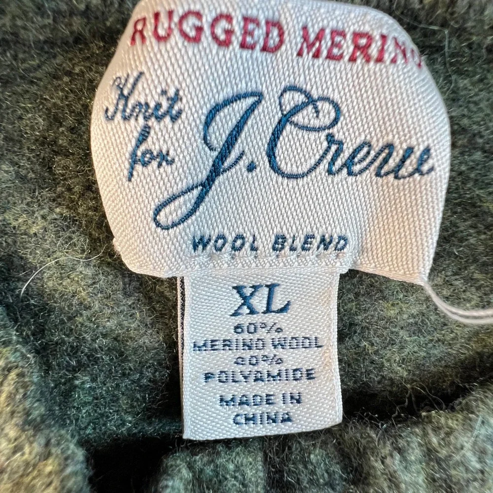 J. Crew Rugged Merino Wool Blend‎ Mock Neck Sweater XL Green